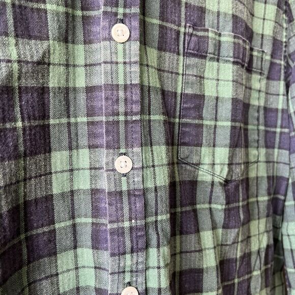 ASOS Plaid Button Up Long Sleeve Slim Fit Shirt Mens Sz XL Navy Green Flannel - Picture 3 of 9